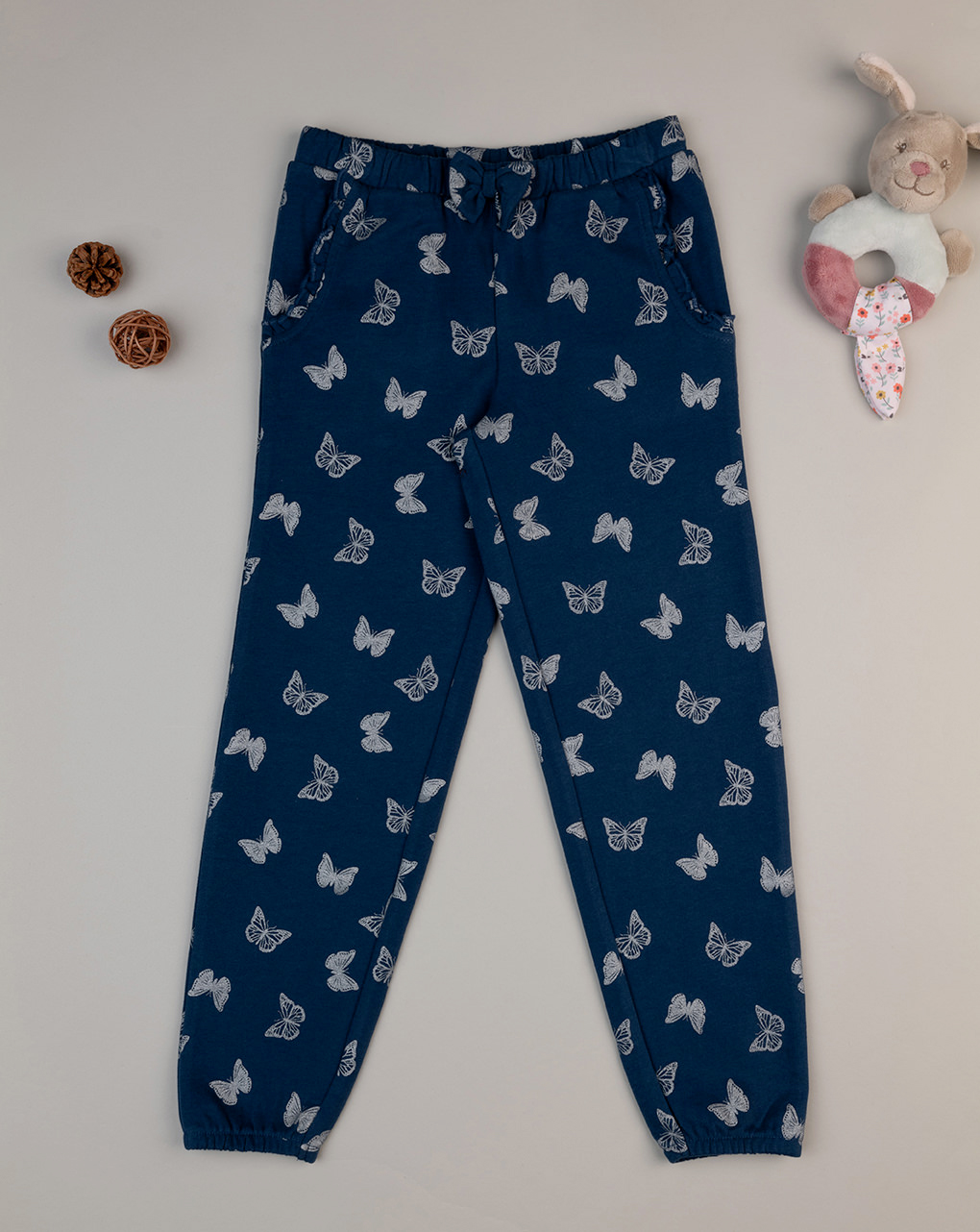 Pantalone blu bambina "farfalle"