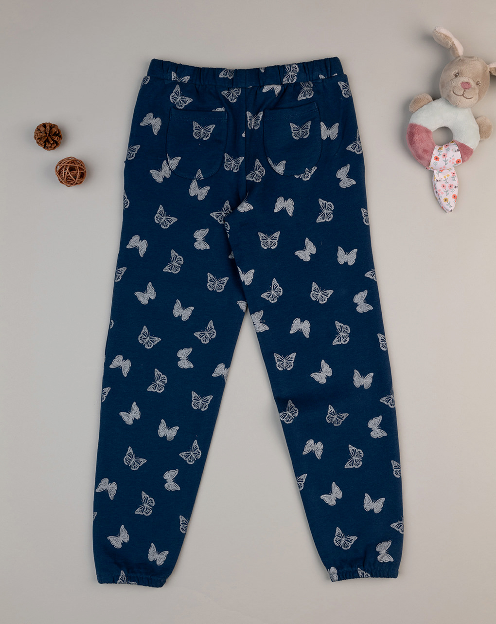 Pantalone blu bambina "farfalle"