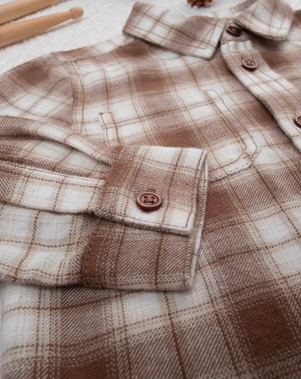 Camicia scozzese bimbo marrone