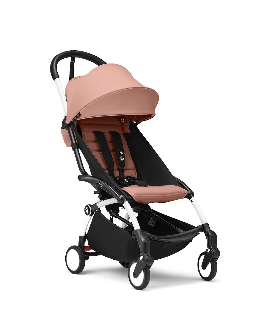 Passeggino con telaio yoyo³ white e rivestimento ginger 6+ - stokke® yoyo®