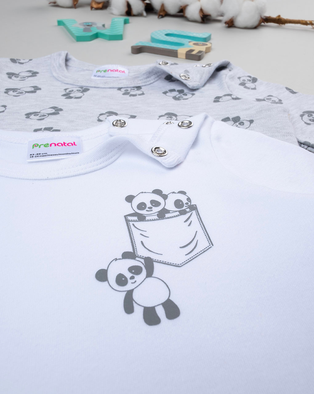 Pack 2 body bimbo maniche lunghe "panda"