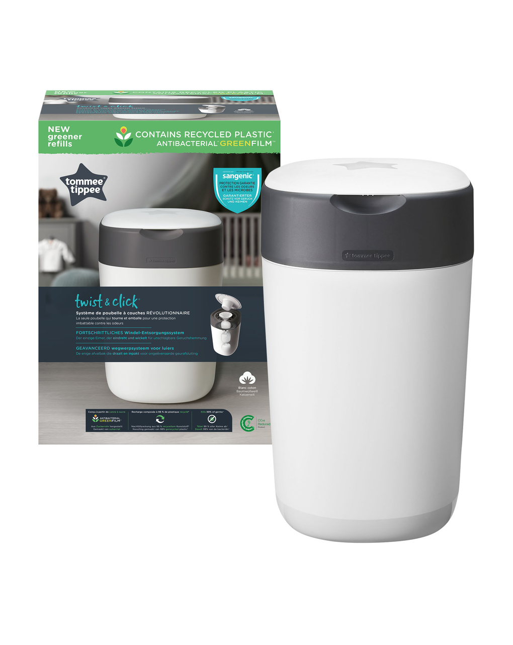 Twist and click cestino per pannolini avanzato bianco - tommee tippee