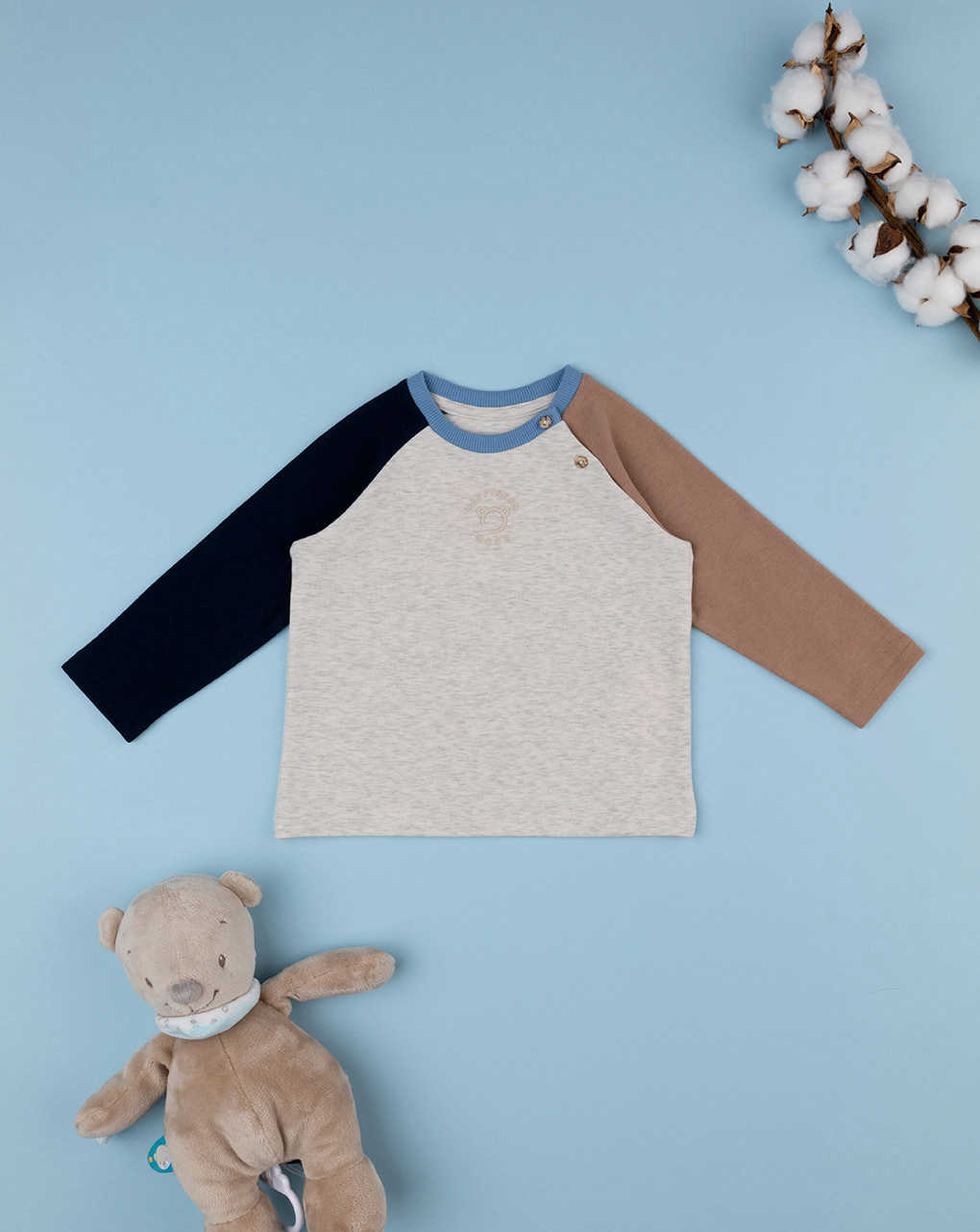 T-shirt bimbo beige color block