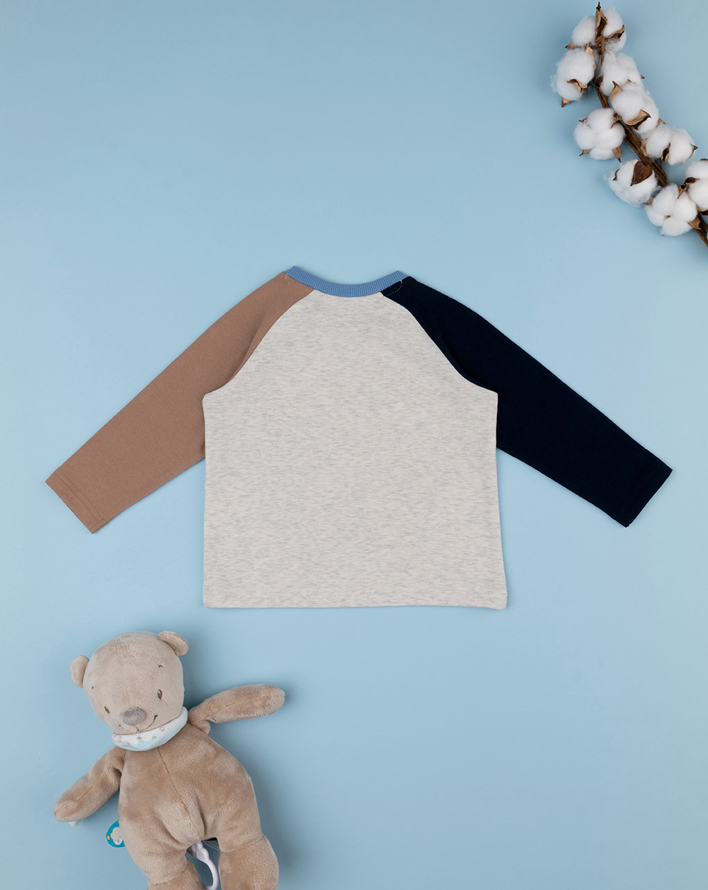 T-shirt bimbo beige color block