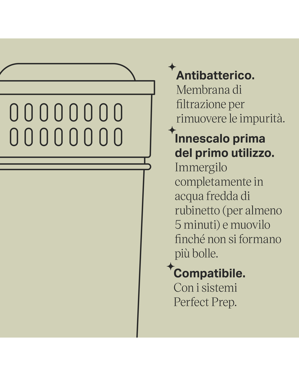 Filtro di ricambio perfect prep per biberon original e day & night - tommee tippee