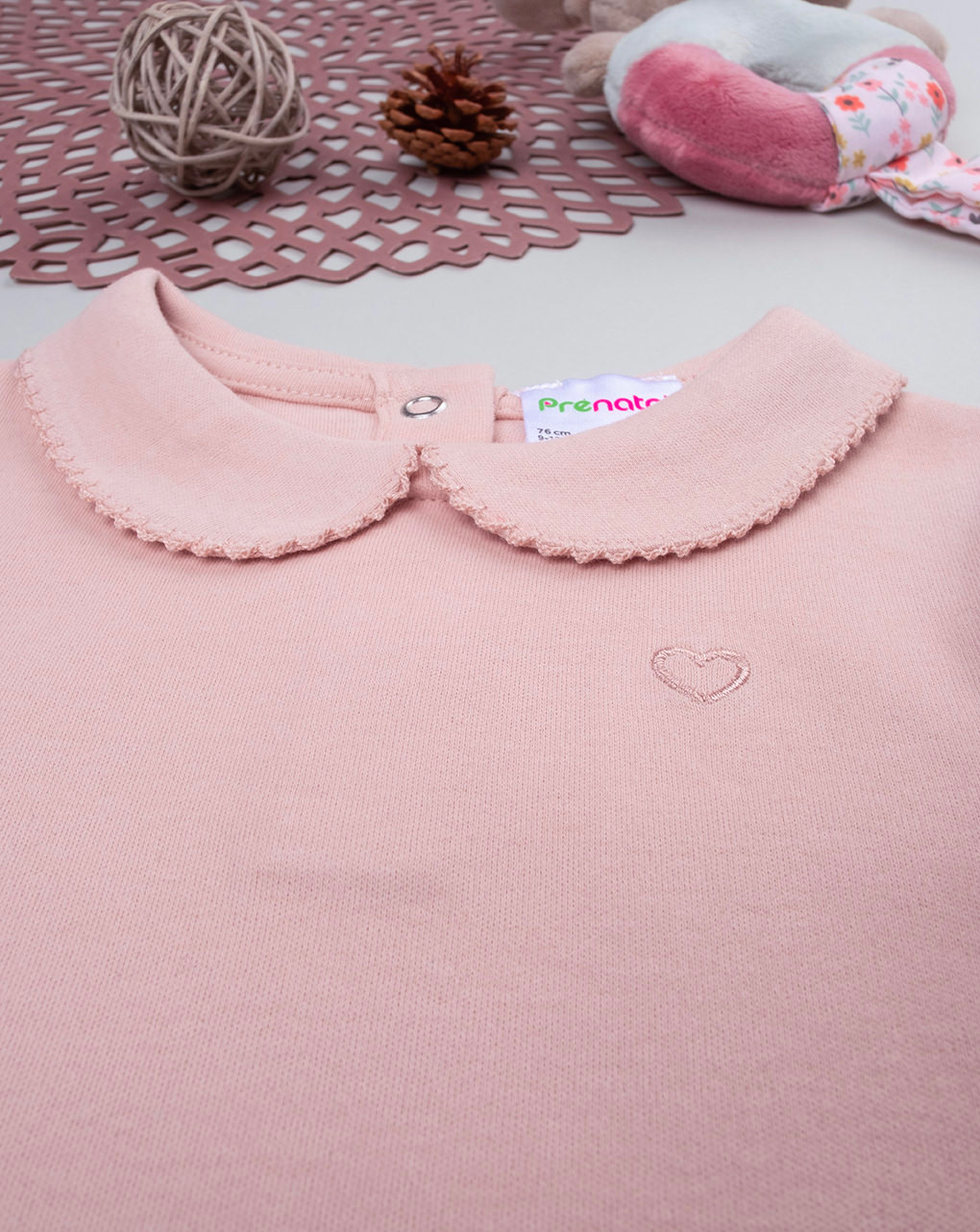 Body bimba rosa con ricamo