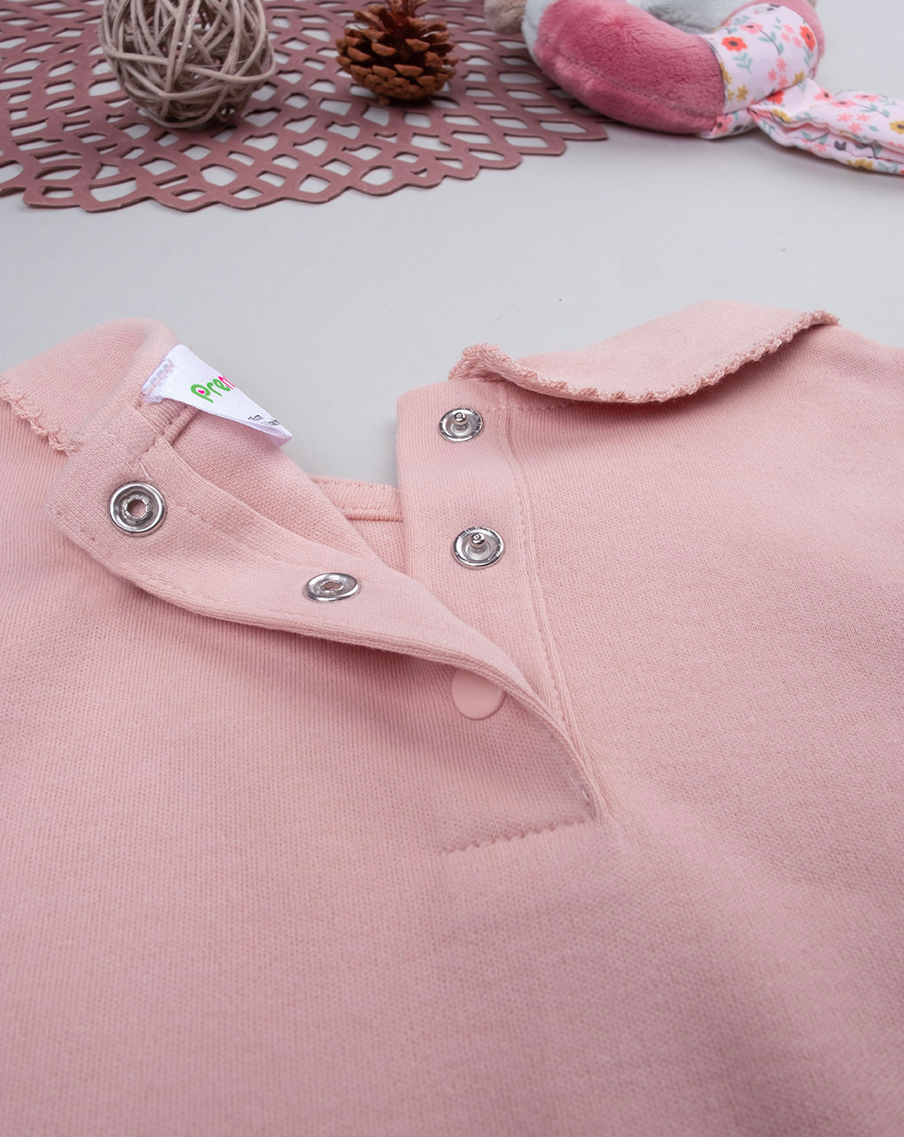 Body bimba rosa con ricamo