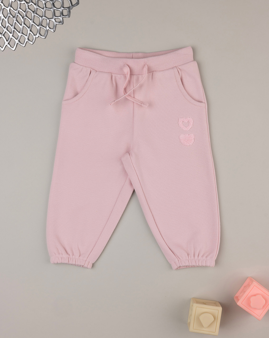 Pantalone felpato rosa bimba