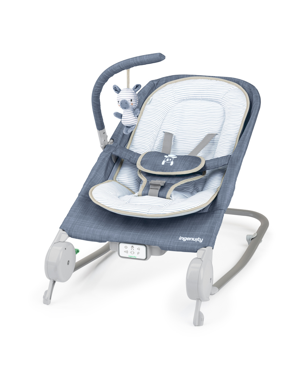 Sdraietta-dondolo happy belly - chambray blu 0-6 mesi - ingenuity