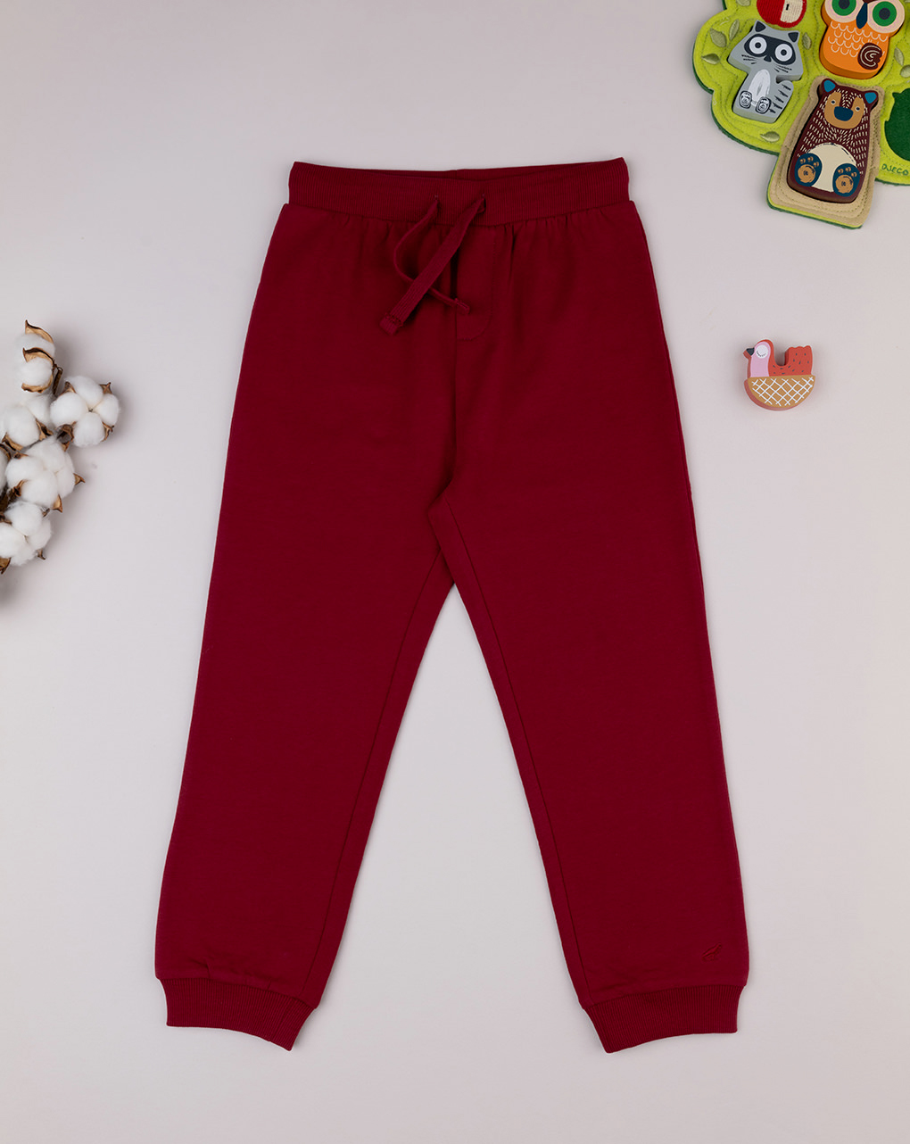 Pantalone felpato bimbo bordeaux