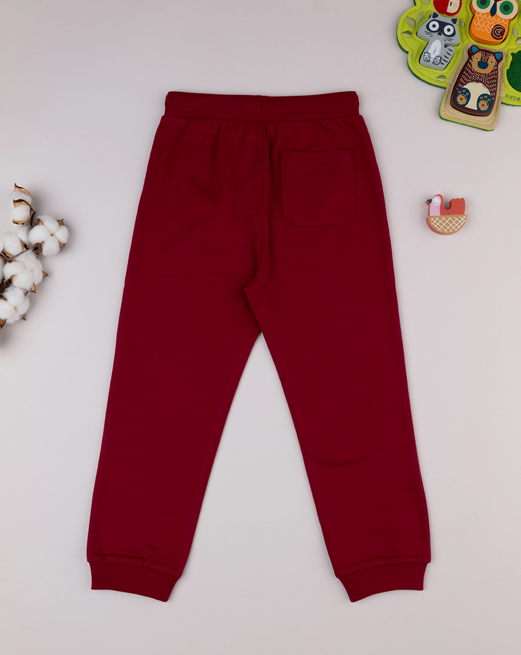 Pantalone felpato bimbo bordeaux