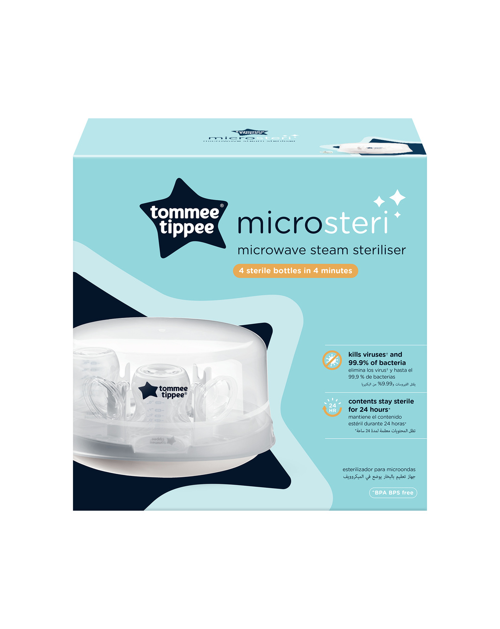 Sterilizzatore a vapore per microonde per biberon e accessori - tommee tippee