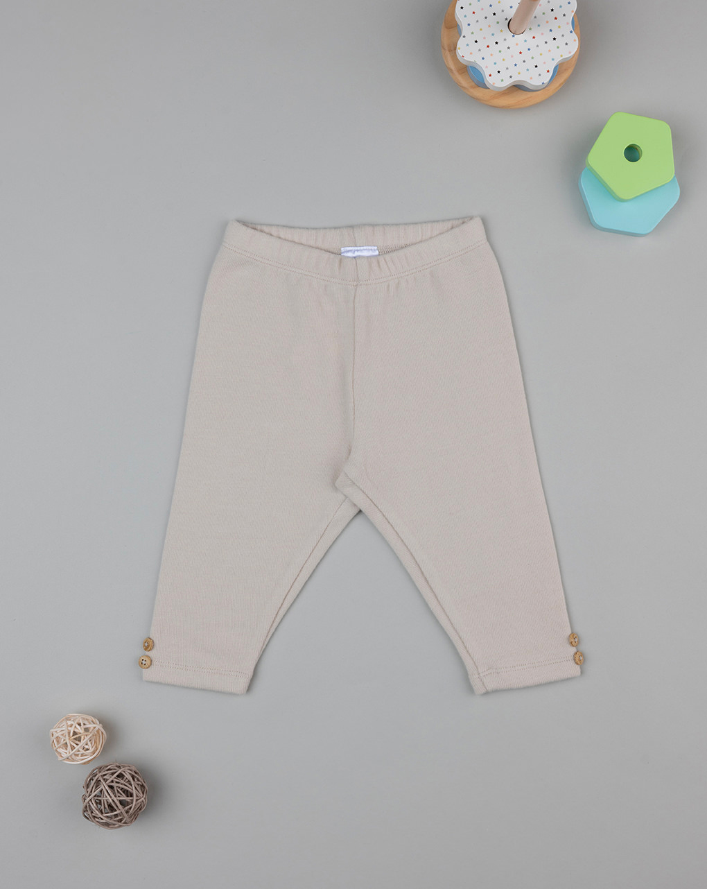 Leggings beige neonata in tricot