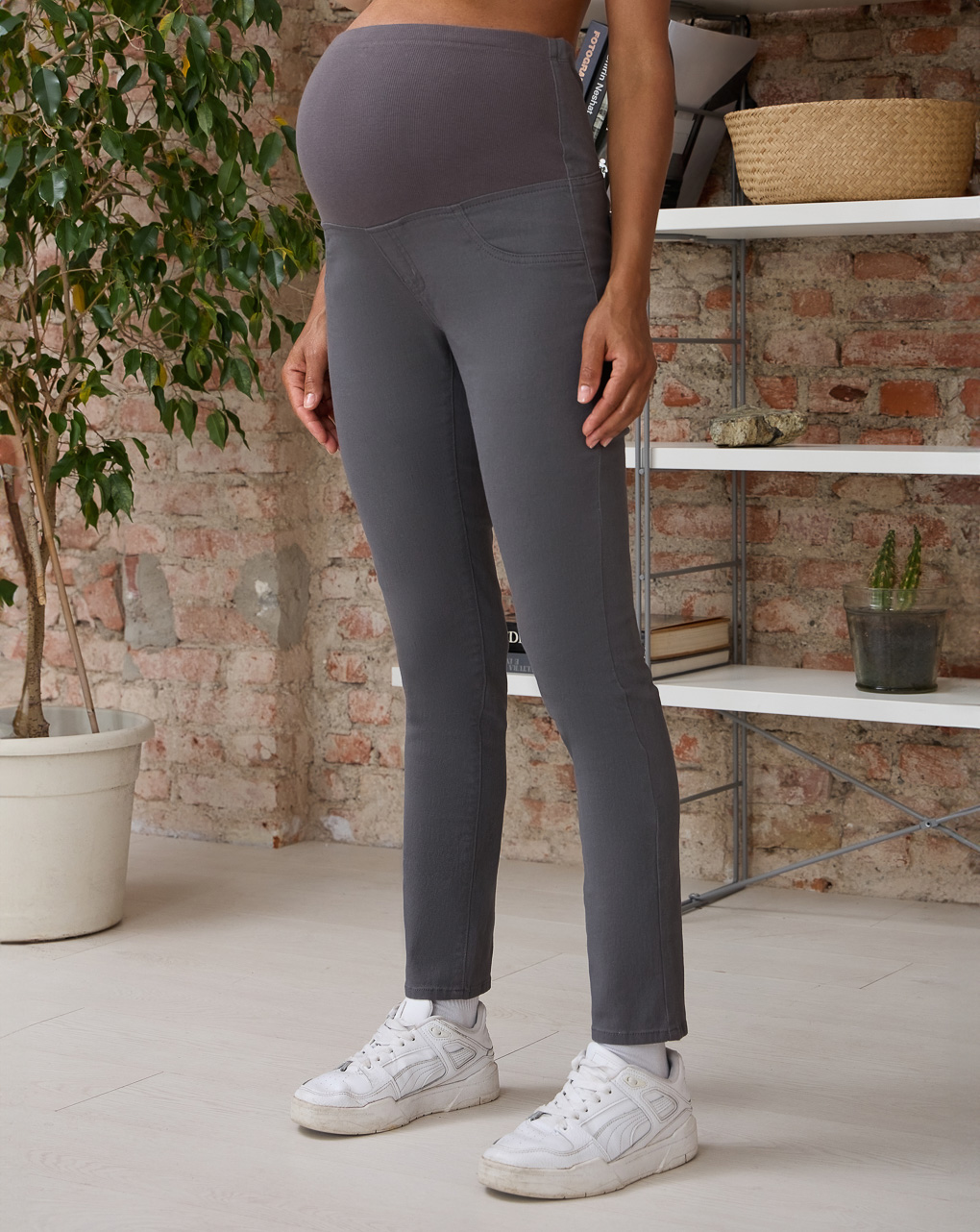 Pantalone premaman skinny grigio