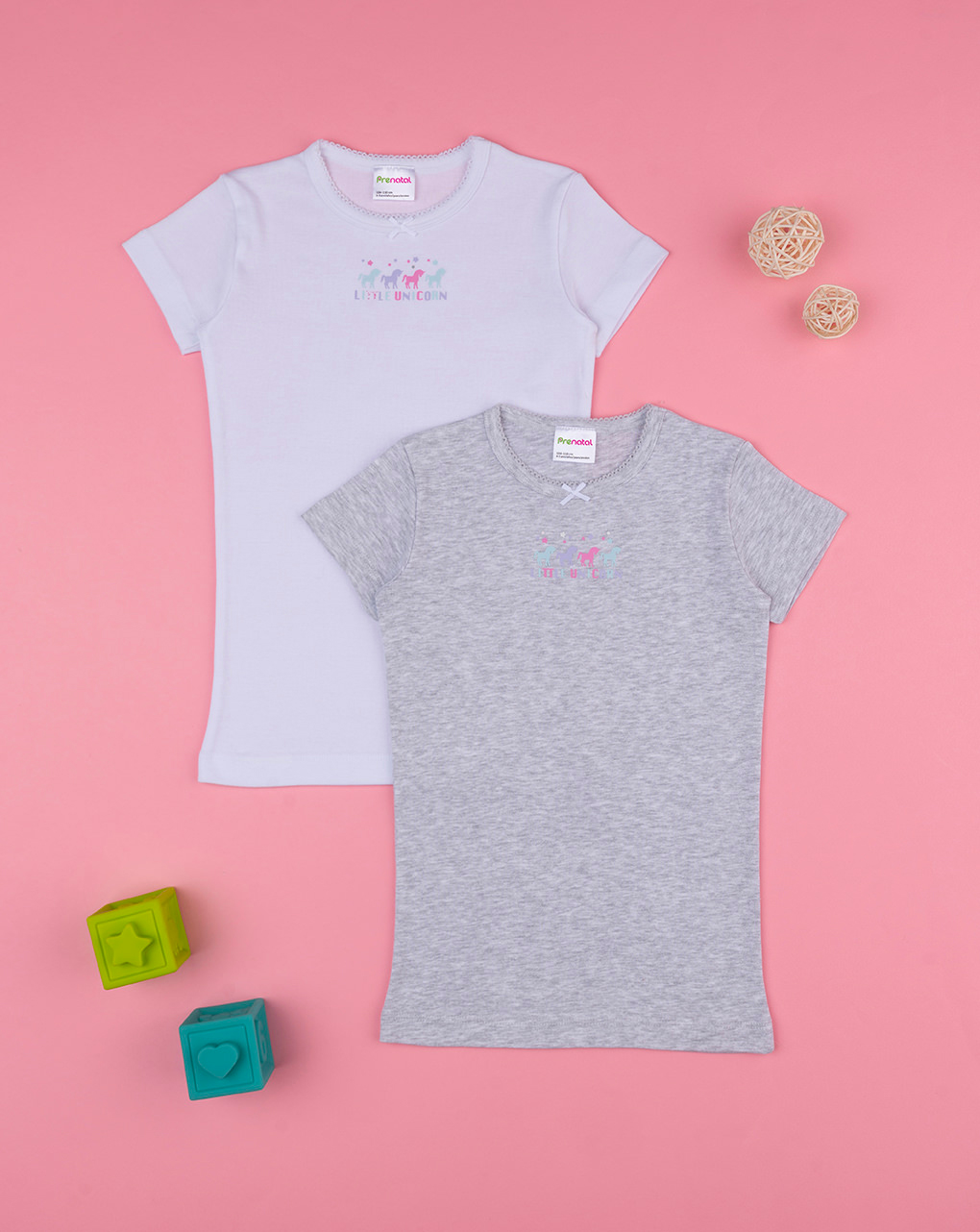 Pack 2 t-shirt bimba unicorni organic cotton