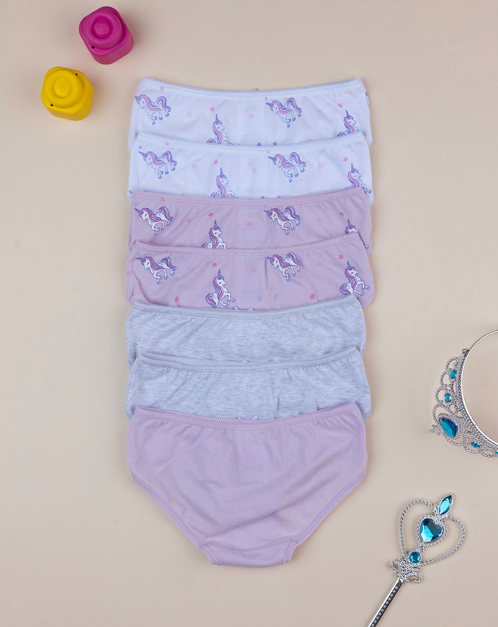 Pack 7 slip bambina unicorni