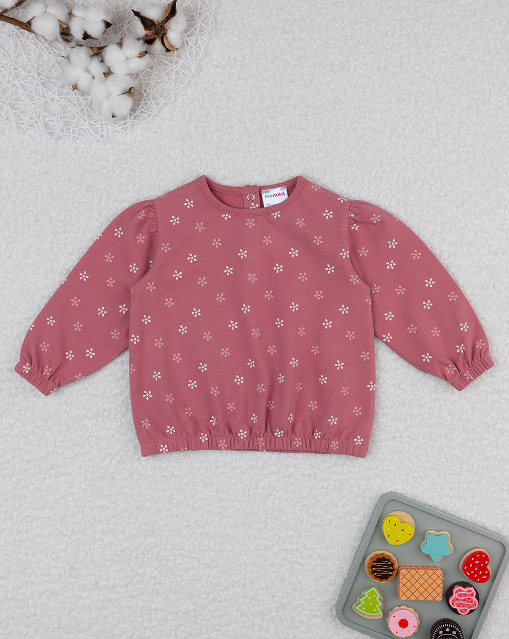 Maglia french terry bimba rosa