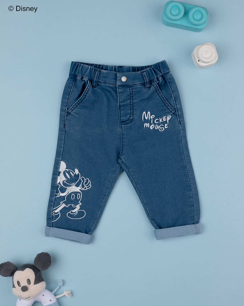 Pantalone denim bimbo mickey