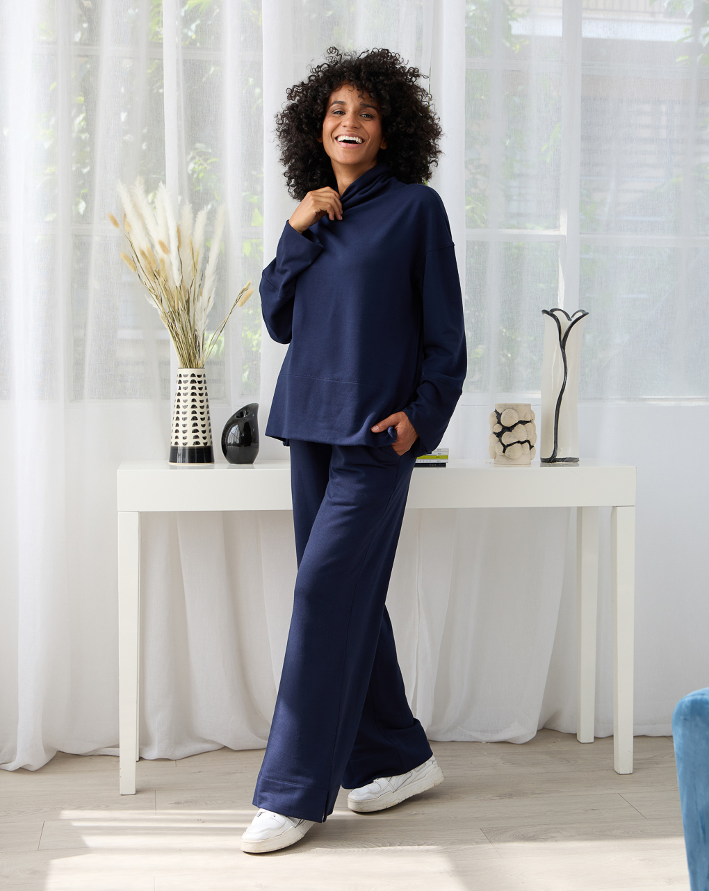 Felpa premaman loungewear blu