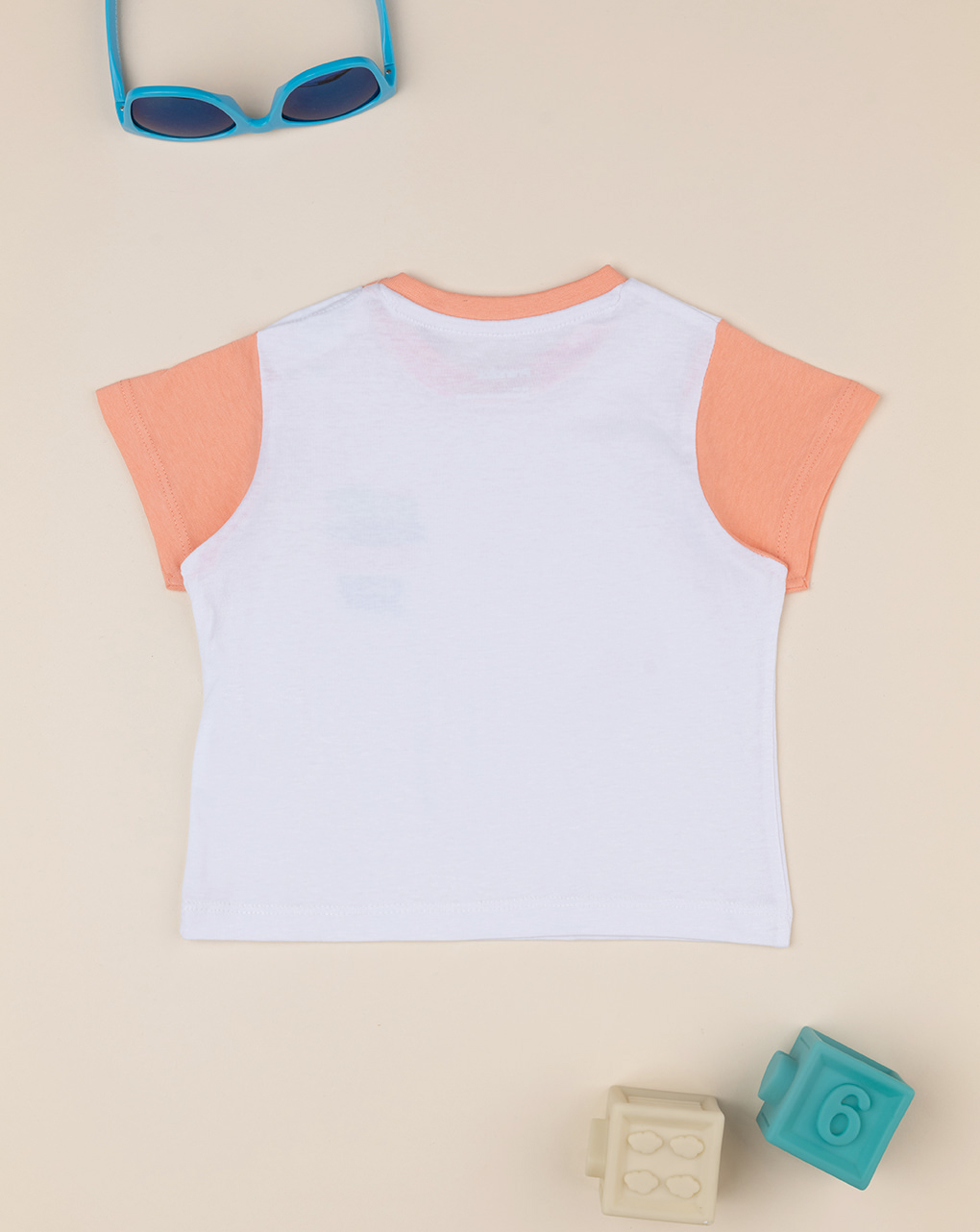 T-shirt bimbo bianca/arancione