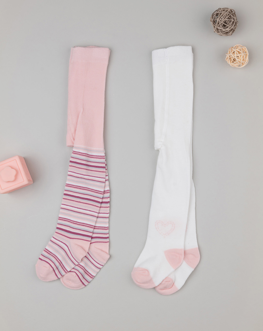 Pack 2 collant bimba bianco/rosa