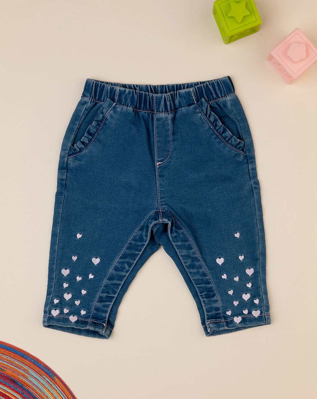 Pantalone denim bimba con glitter