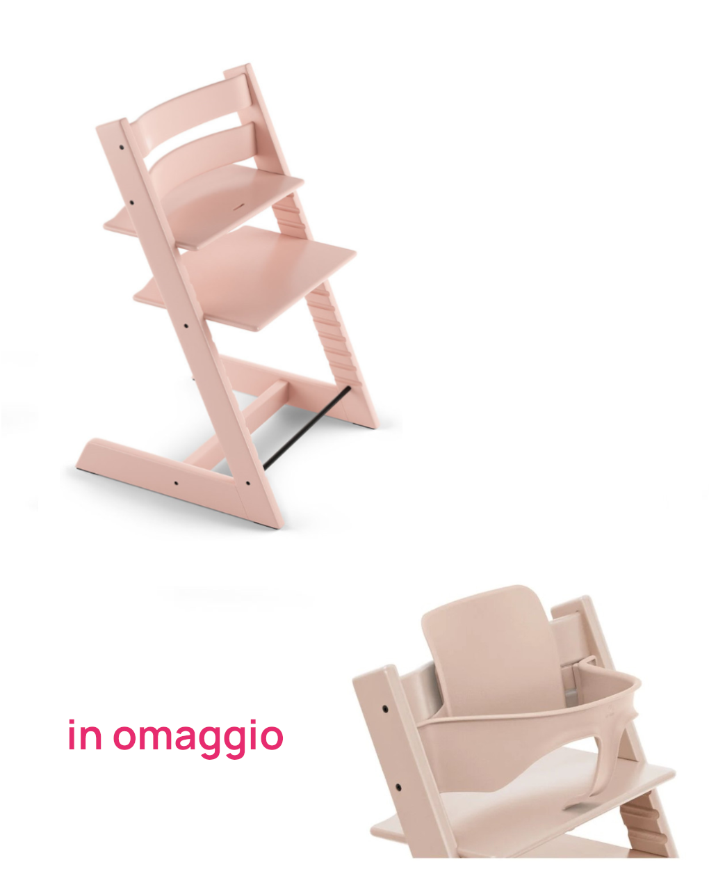 Stokke® tripp trapp serene pink + baby set serene pink v2 in omaggio