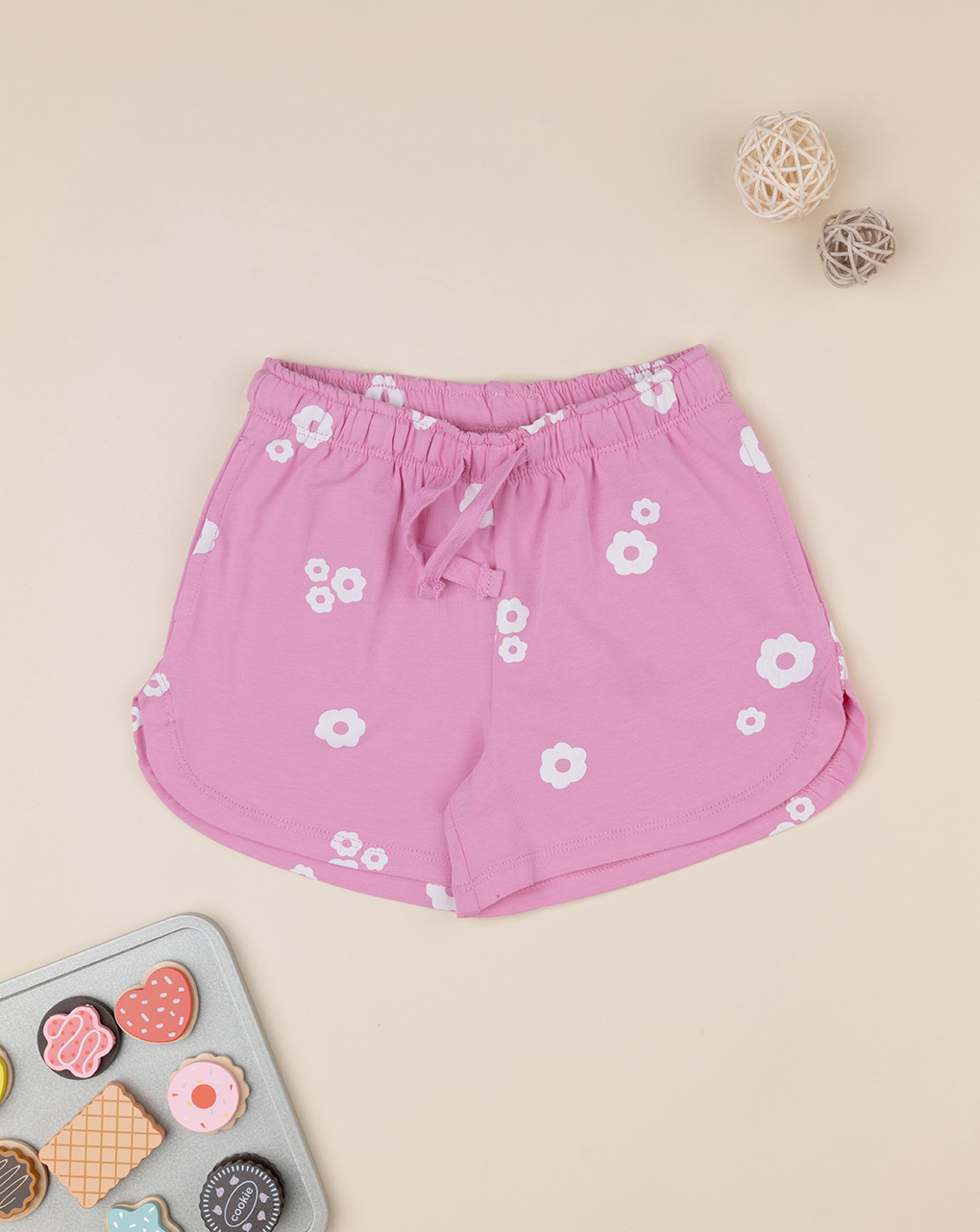 Shorts rosa bambina "fiori"