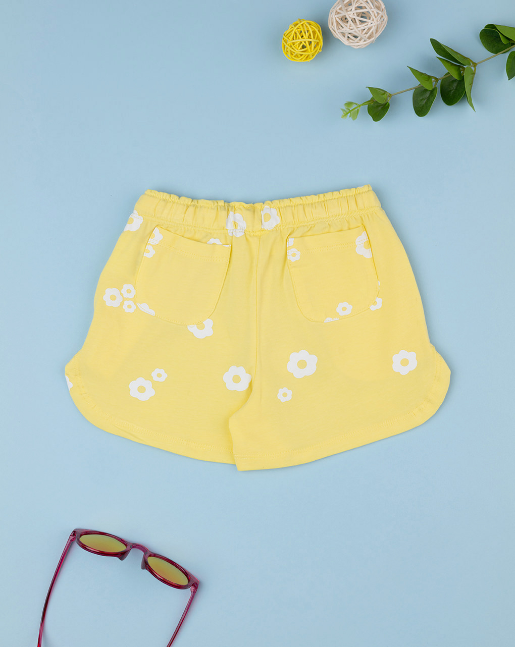 Shorts gialli bambina "fiori"