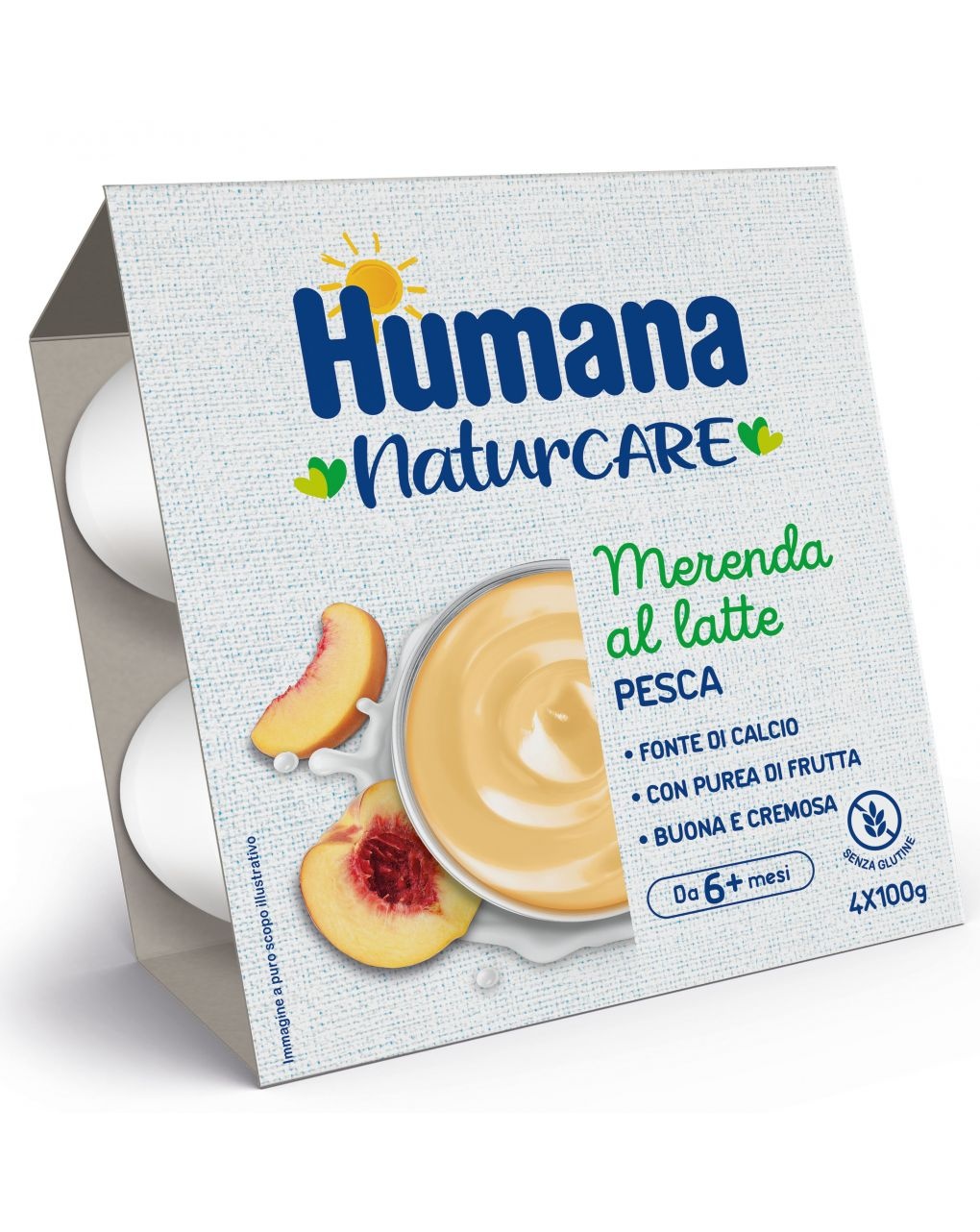 Humana merenda latte pesca 4x100gr