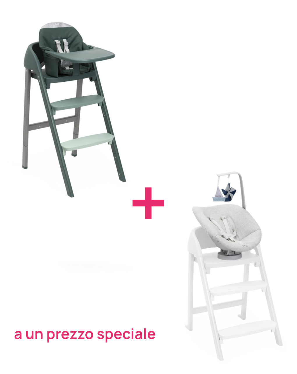 Seggiolone crescendo up imperial green re_lux + set neonato crescendo grey -50% - chicco