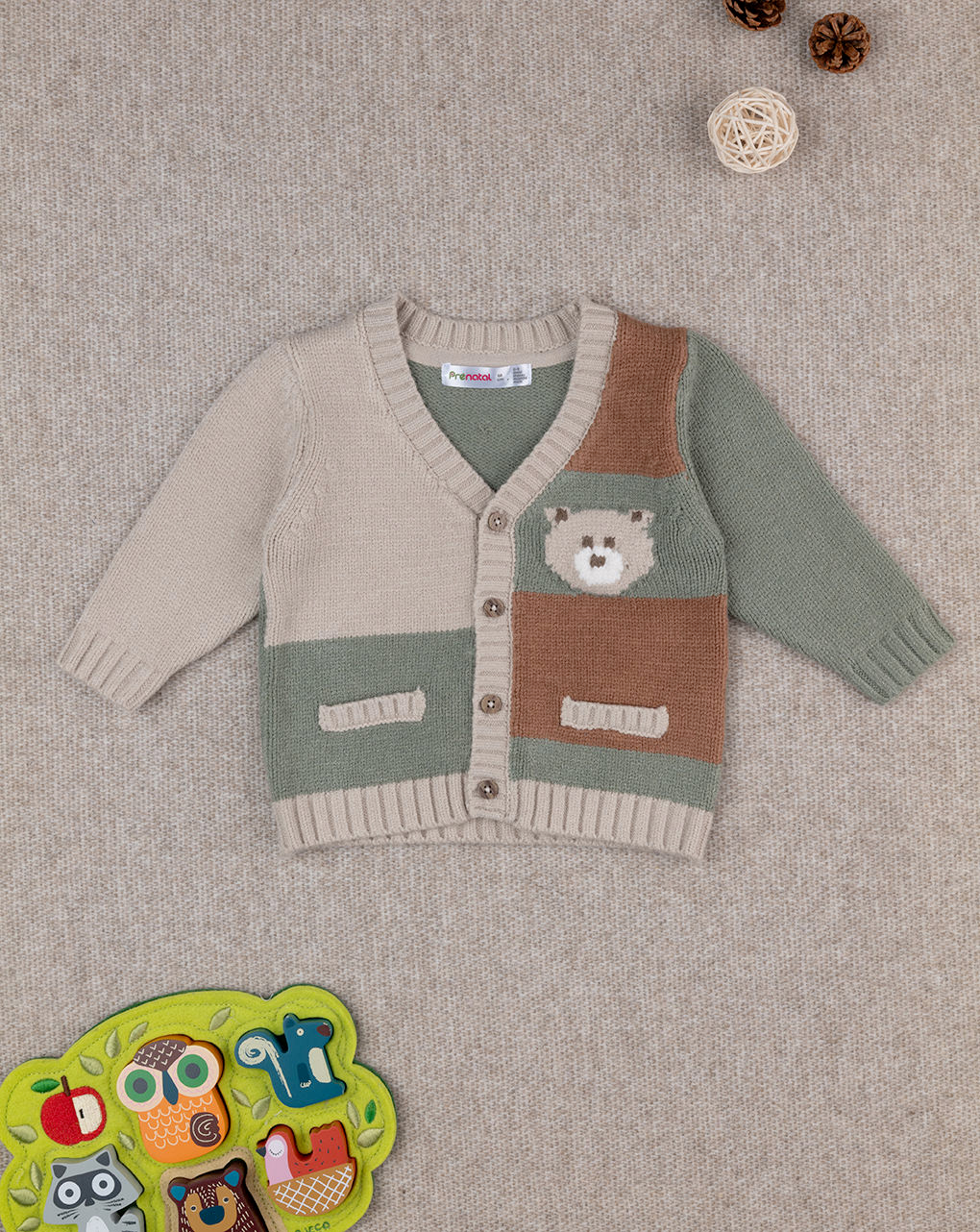 Cardigan tricot bimbo colorblock