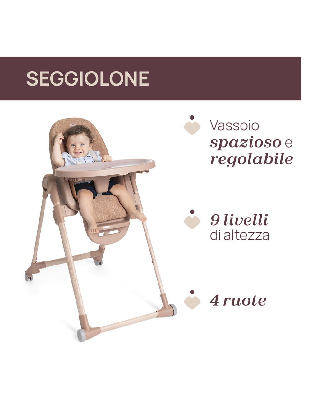 Seggiolone polly armonia terracotta - chicco