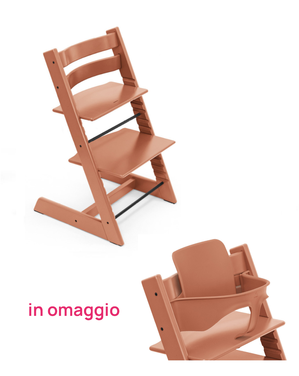 Stokke® tripp trapp terracotta + baby set terracotta v2 in omaggio