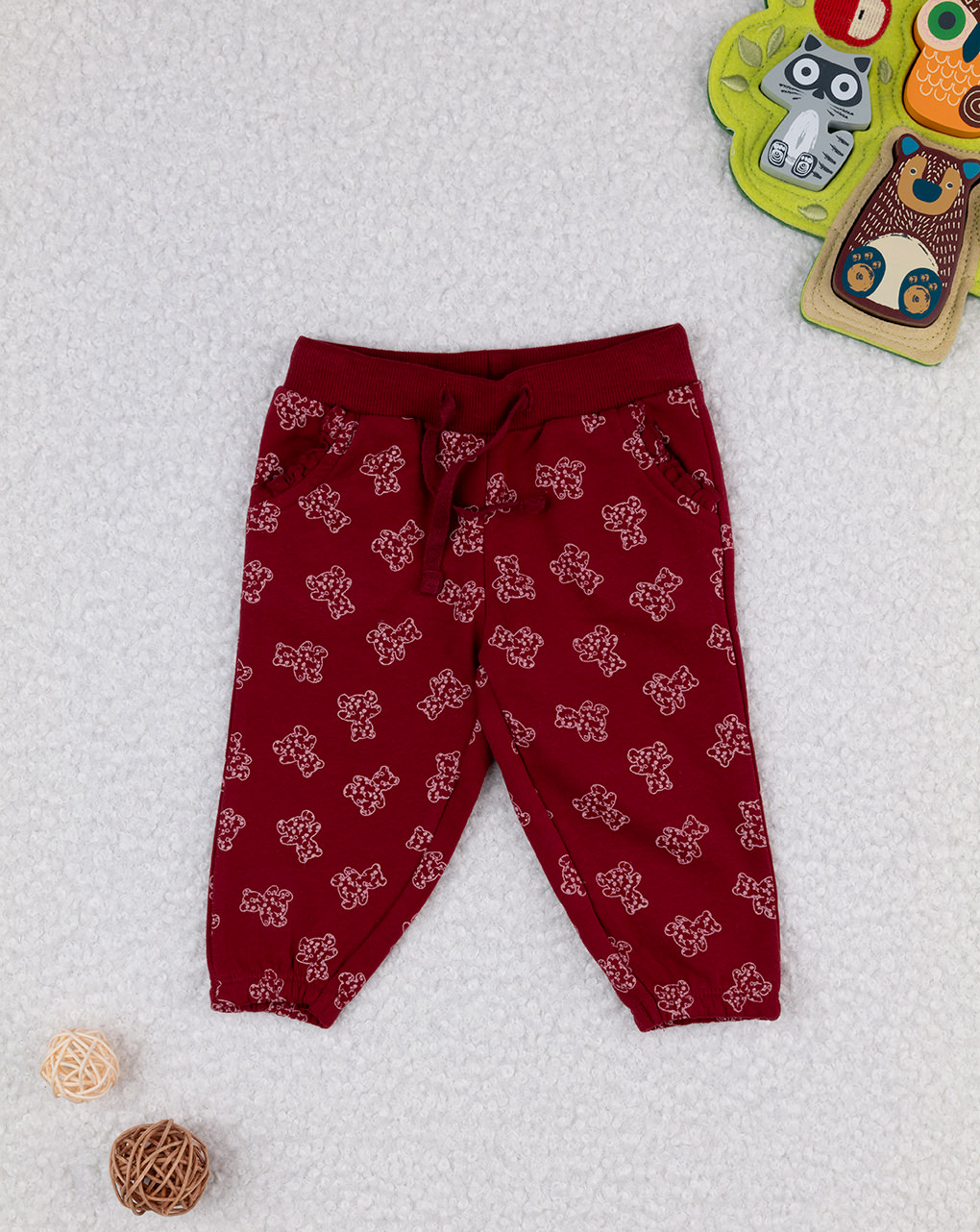 Pantalone bordeaux in felpa bimba