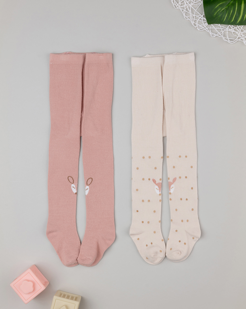 Pack.2 collant bimba rosa/beige