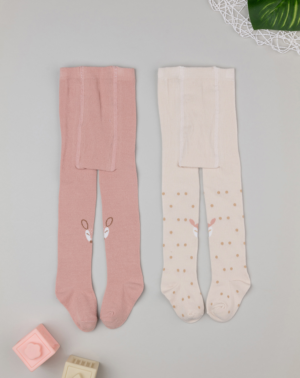 Pack.2 collant bimba rosa/beige