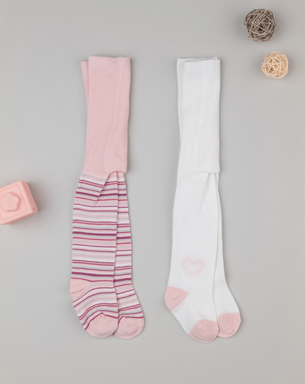 Pack 2 collant bimba bianco/rosa