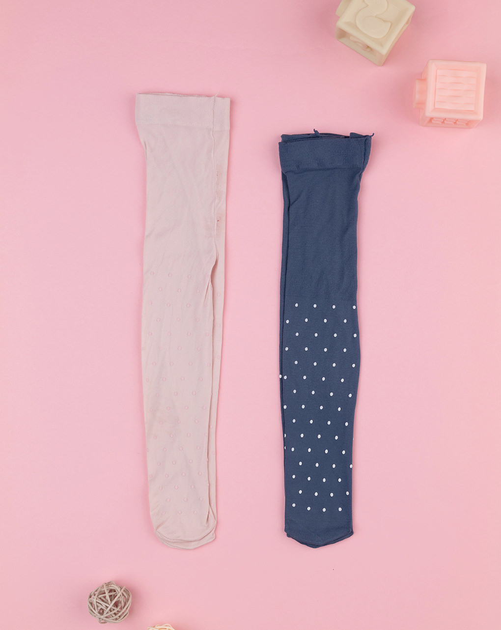 Pack 2 collant bimba rosa/blu allover