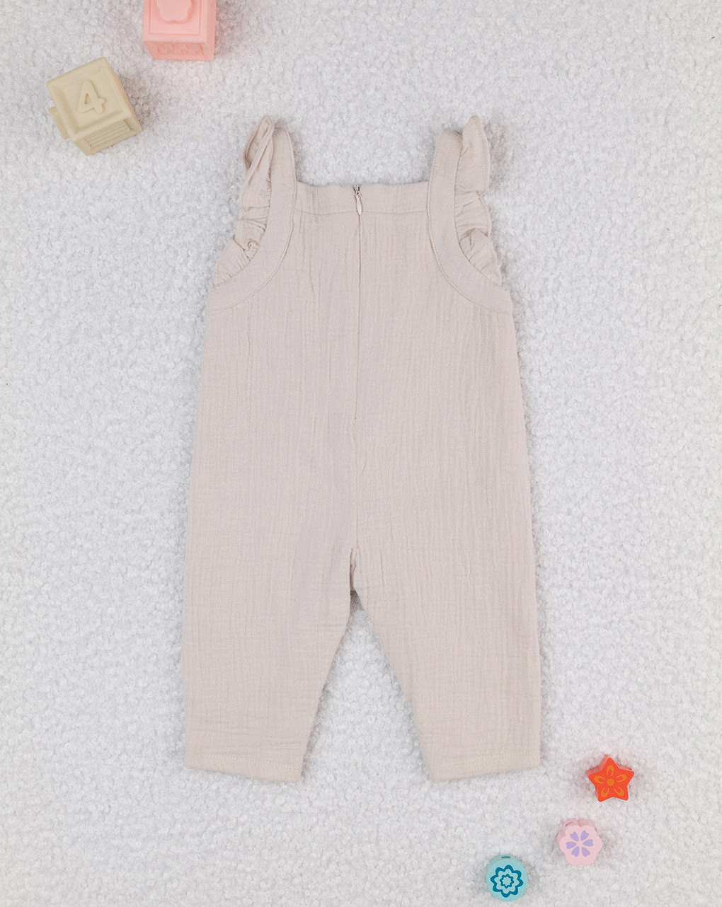 Salopette bimba beige con ruches