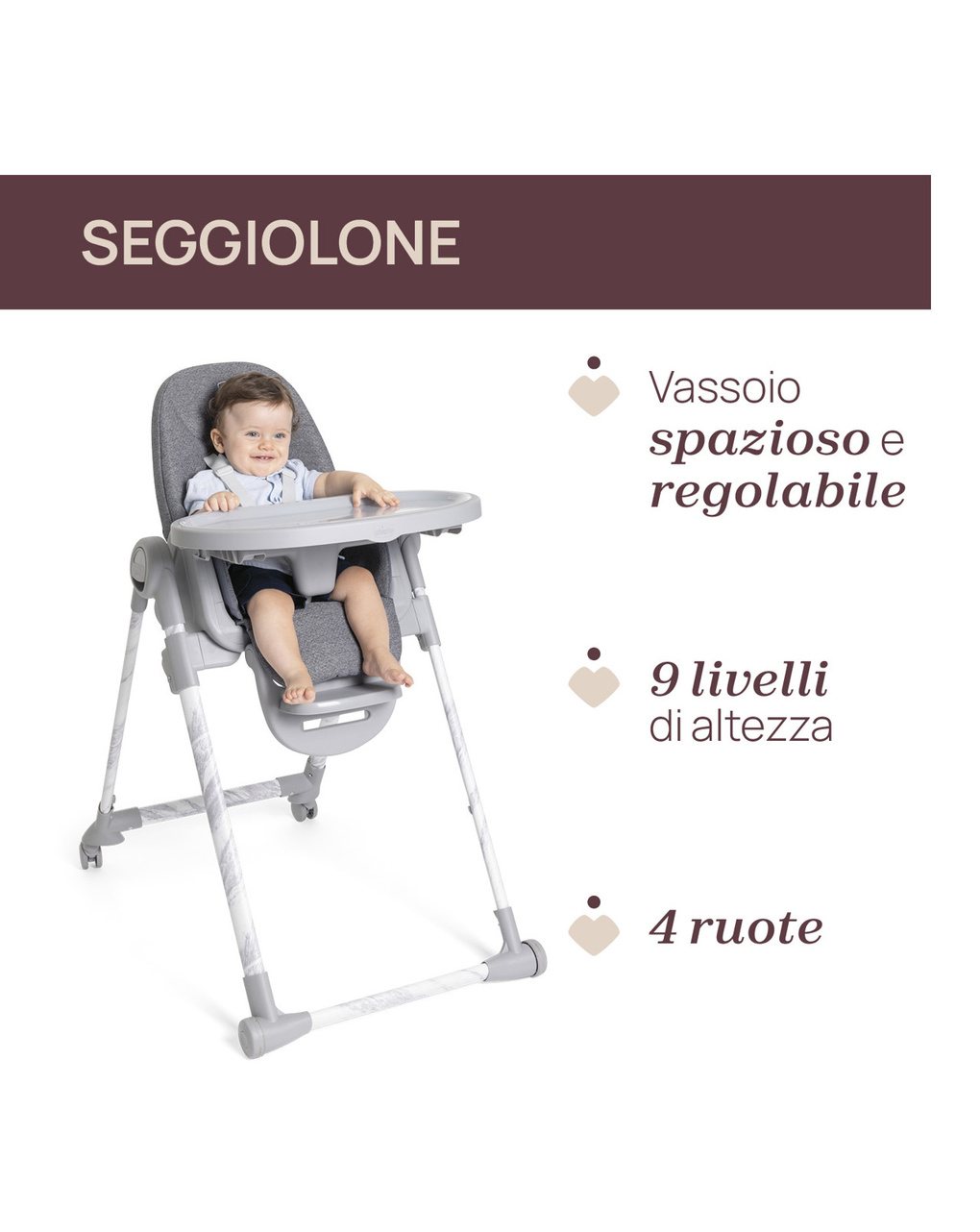 Seggiolone polly armonia carrara - chicco