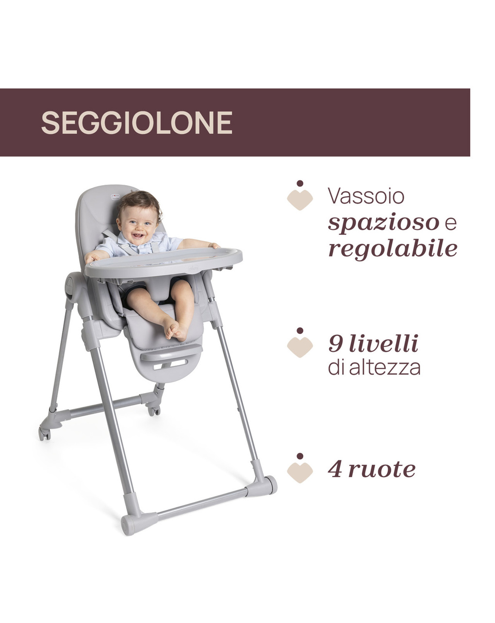 Seggiolone polly armonia steel- chicco