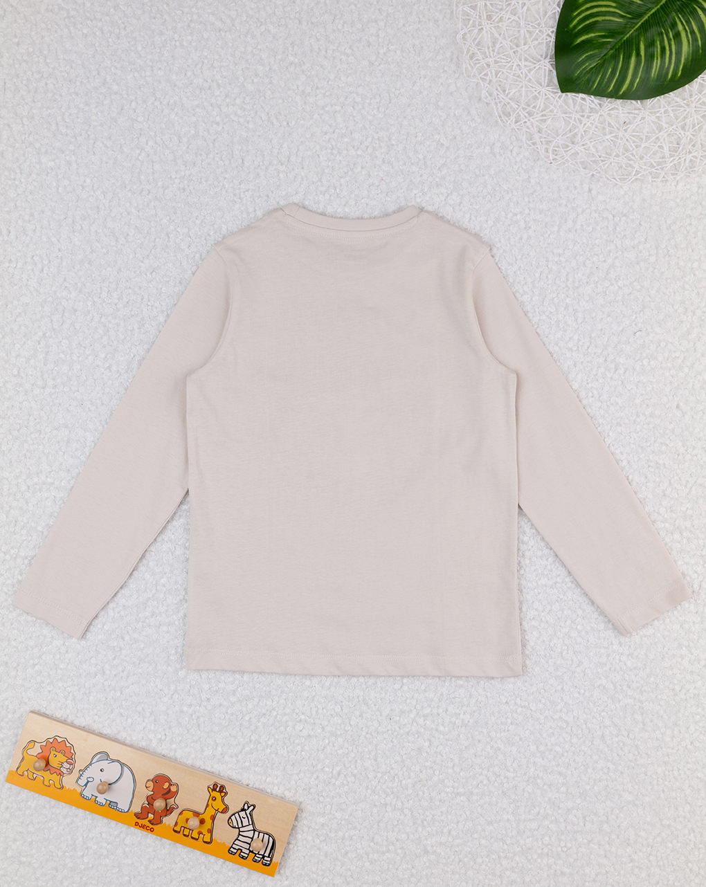 T-shirt bimbo beige stampata