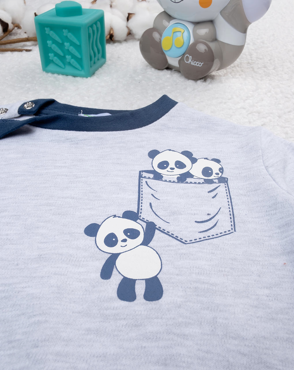 Pigiama due pezzi bimbo grigio/blu "panda"