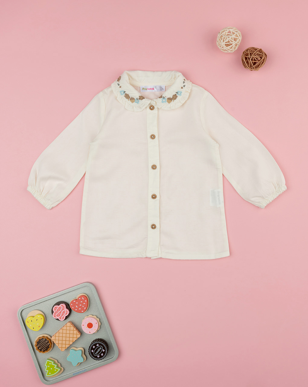 Camicia bimba ricami wood