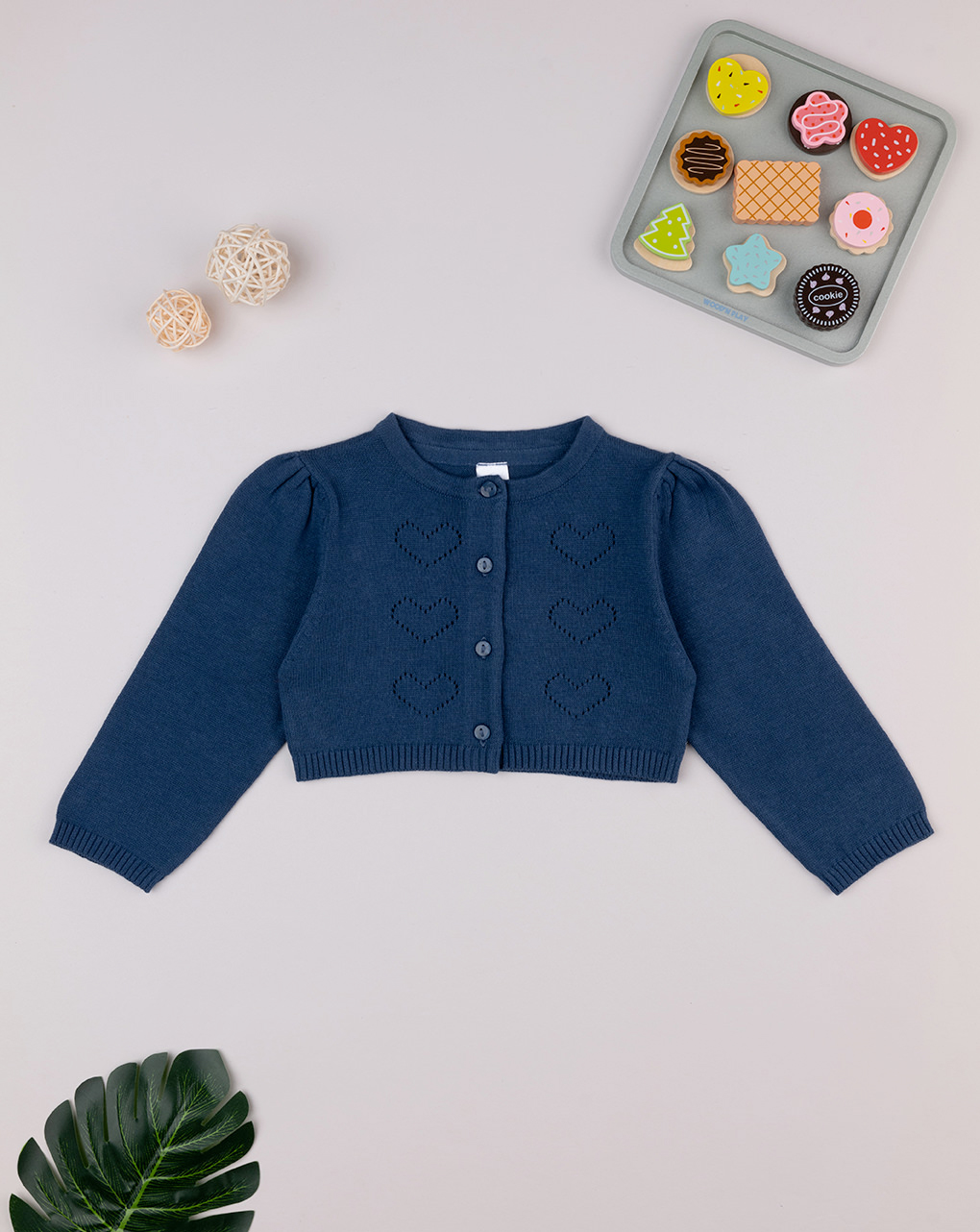 Cardigan bimba blu traforato