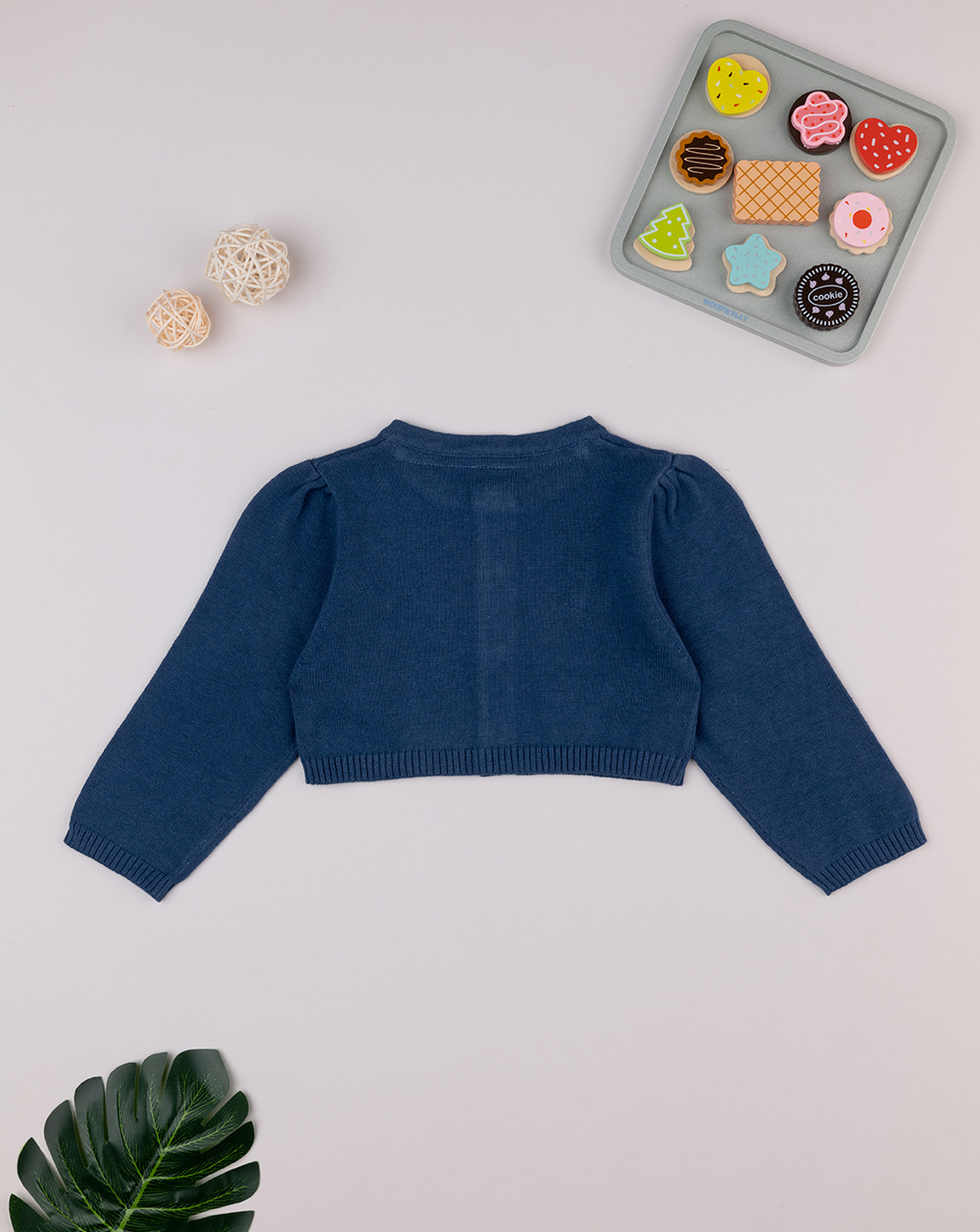 Cardigan bimba blu traforato