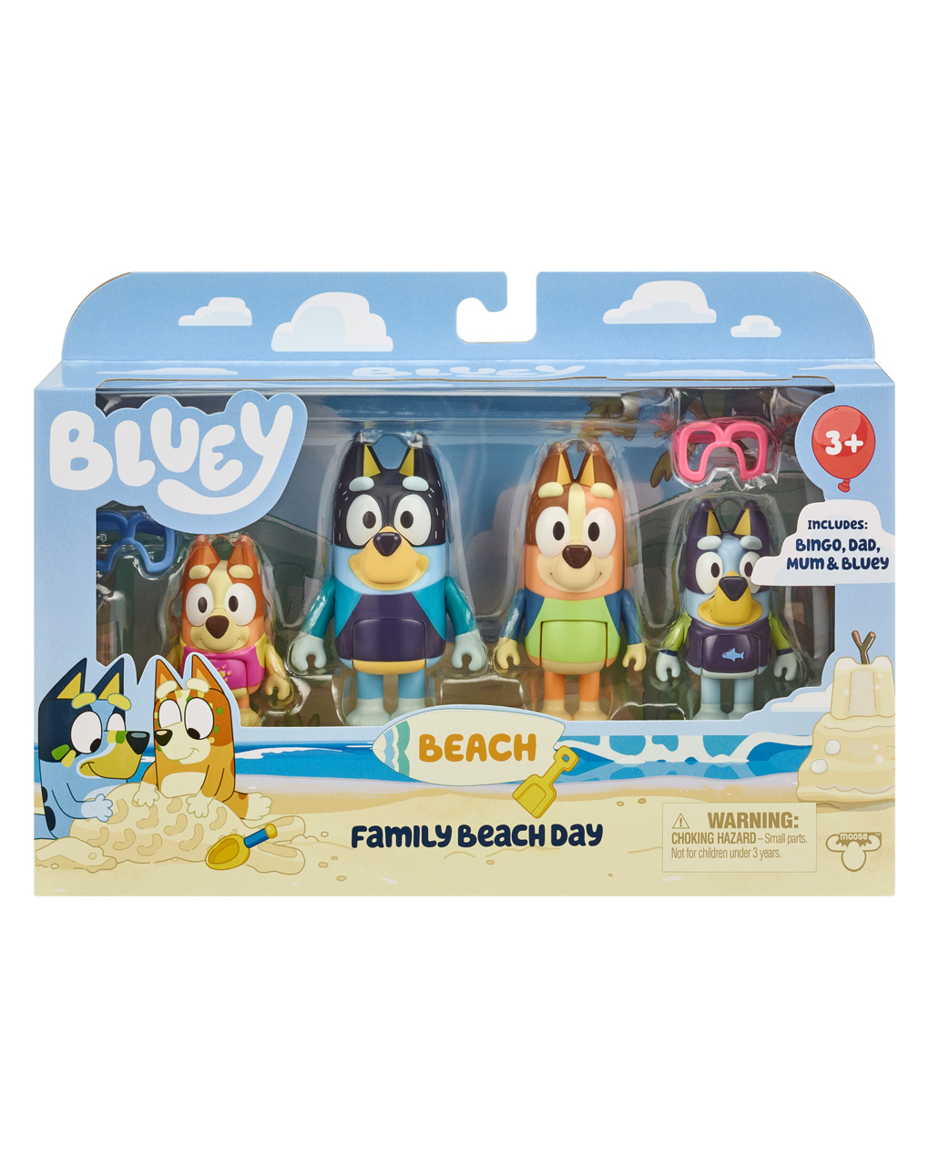 Bluey set 4 personaggi beach - 3+