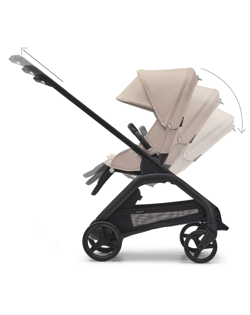 Passeggino dragonfly telaio black con seduta desert taupe e cappottina desert taupe - bugaboo