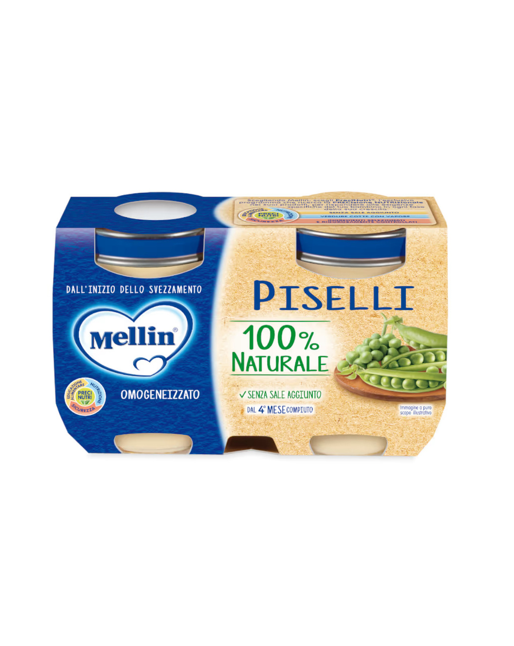 Omogeneizzato verdure piselli 2×125 gr - mellin